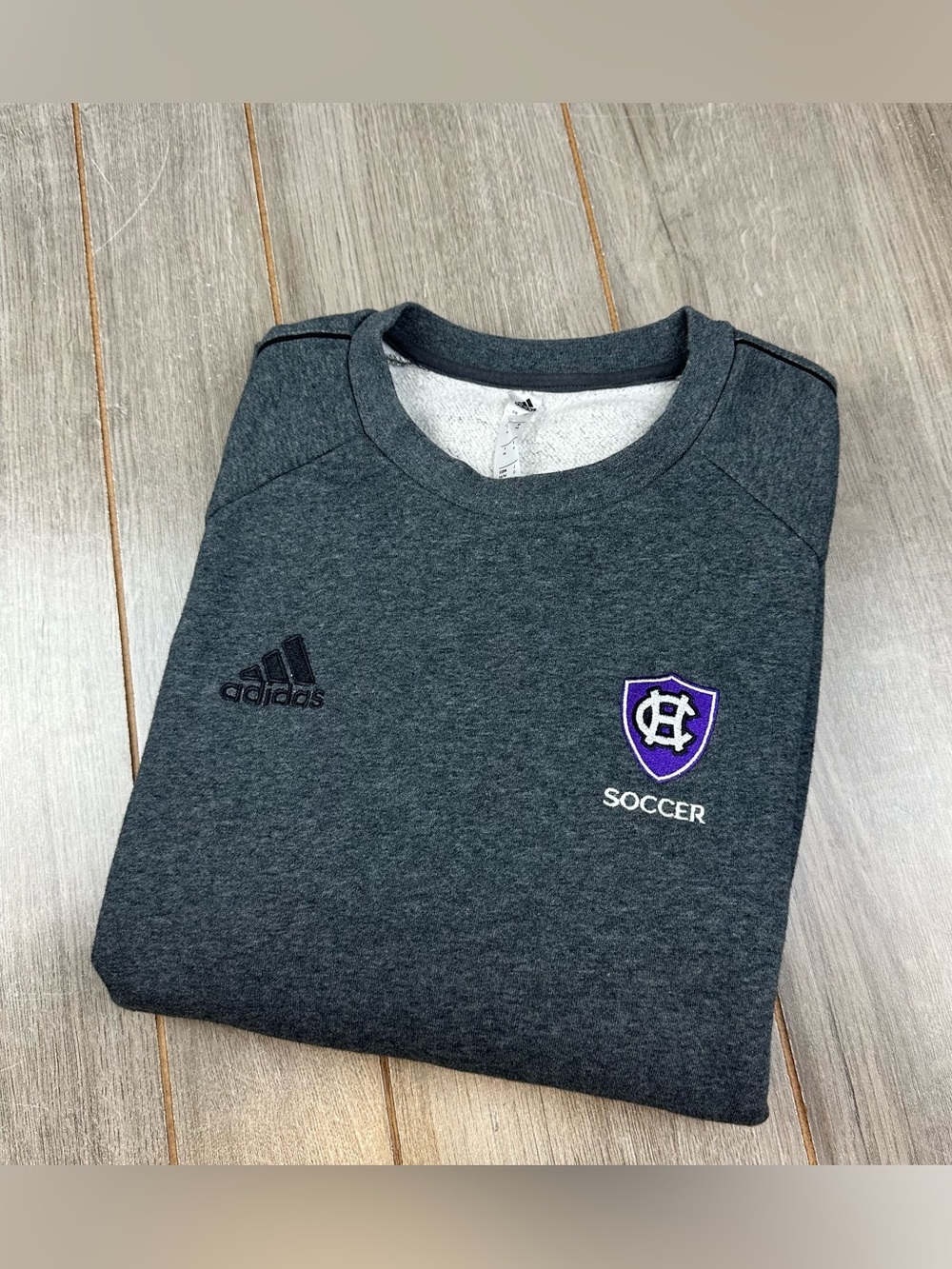College Of The Holy Cross Crewneck Sweatshirt Size M Soccer Gray